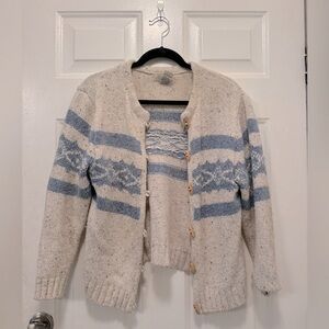 Vintage St. John’s Bay- Blue Striped Cardigan w/ Wooden Buttons